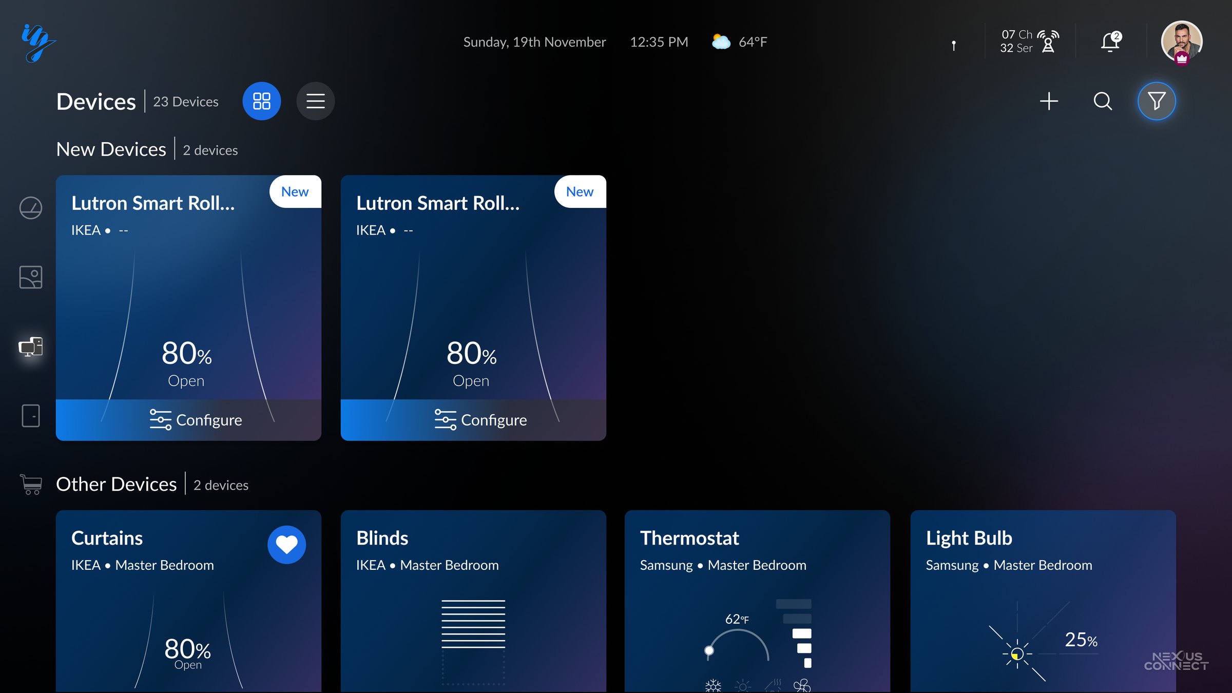 iZak Devices screen