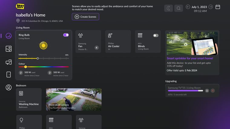 v2 dashboard with scene card